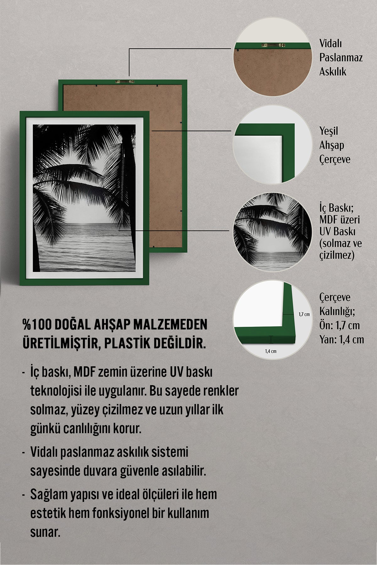 HOMEPACK Ahşap Çerçeveli Tablo Çerçeveli Poster Sanatsal Modern Duvar Dekoru BEK-8090