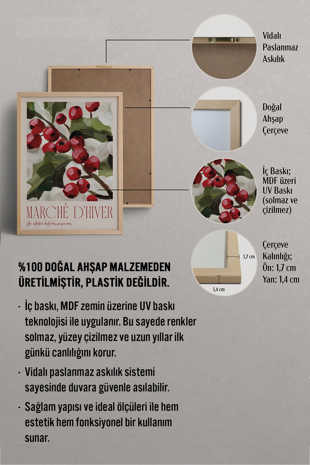 HOMEPACK Ahşap Çerçeveli Tablo Çerçeveli Poster Sanatsal Modern Duvar Dekoru BEK-8091