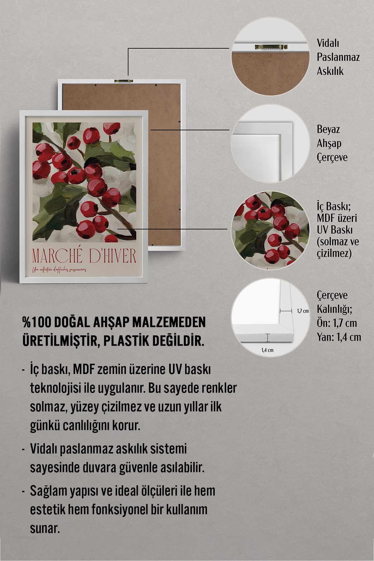 HOMEPACK Ahşap Çerçeveli Tablo Çerçeveli Poster Sanatsal Modern Duvar Dekoru BEK-8091