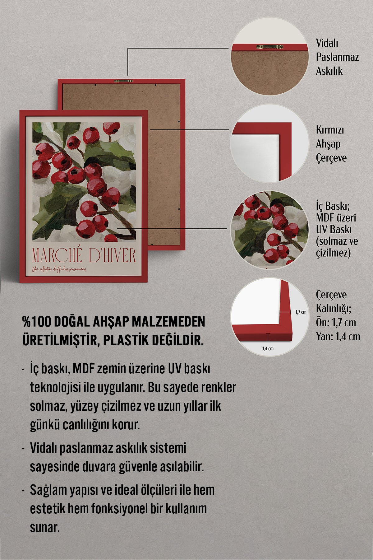 HOMEPACK Ahşap Çerçeveli Tablo Çerçeveli Poster Sanatsal Modern Duvar Dekoru BEK-8091