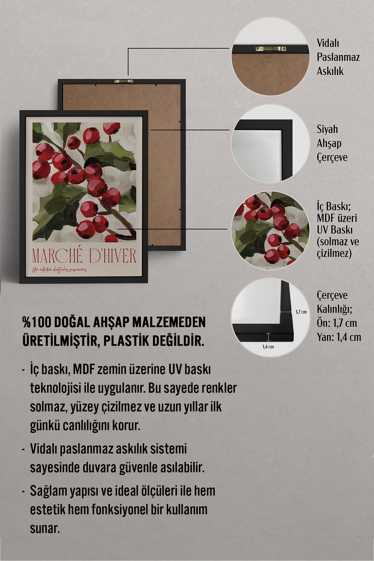 HOMEPACK Ahşap Çerçeveli Tablo Çerçeveli Poster Sanatsal Modern Duvar Dekoru BEK-8091