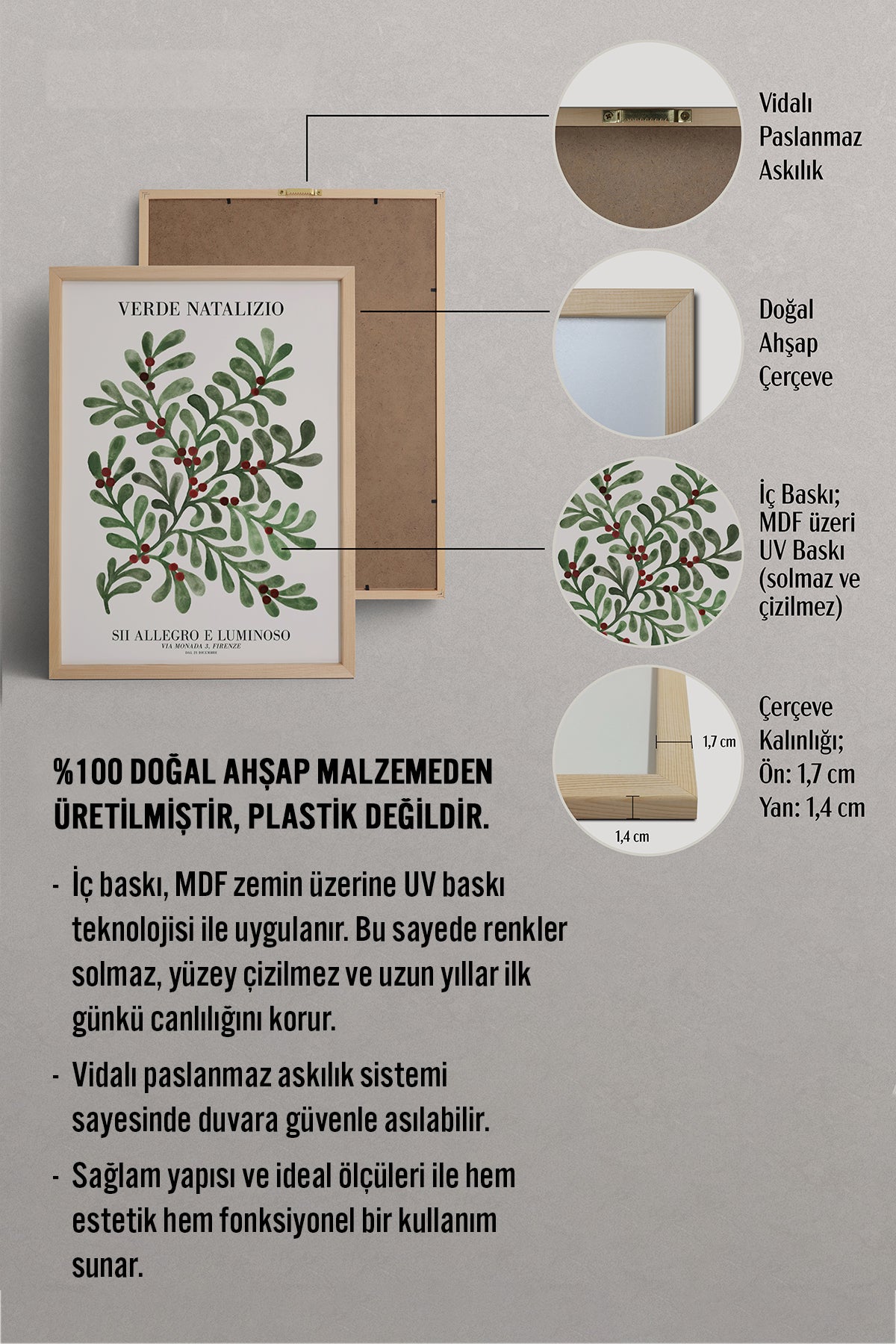 HOMEPACK Ahşap Çerçeveli Tablo Çerçeveli Poster Sanatsal Modern Duvar Dekoru BEK-8092