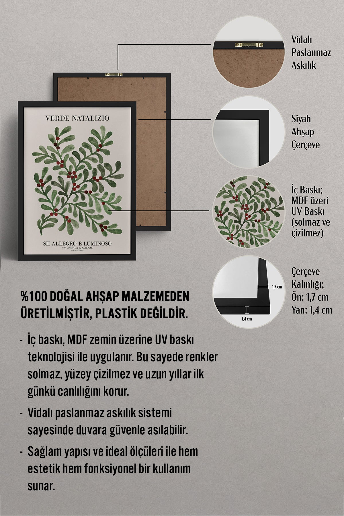 HOMEPACK Ahşap Çerçeveli Tablo Çerçeveli Poster Sanatsal Modern Duvar Dekoru BEK-8092