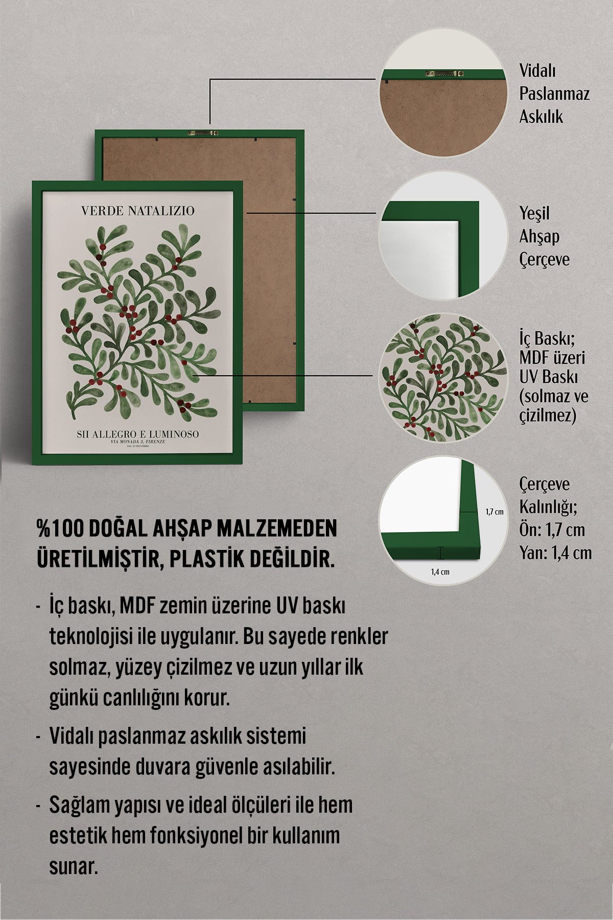 HOMEPACK Ahşap Çerçeveli Tablo Çerçeveli Poster Sanatsal Modern Duvar Dekoru BEK-8092
