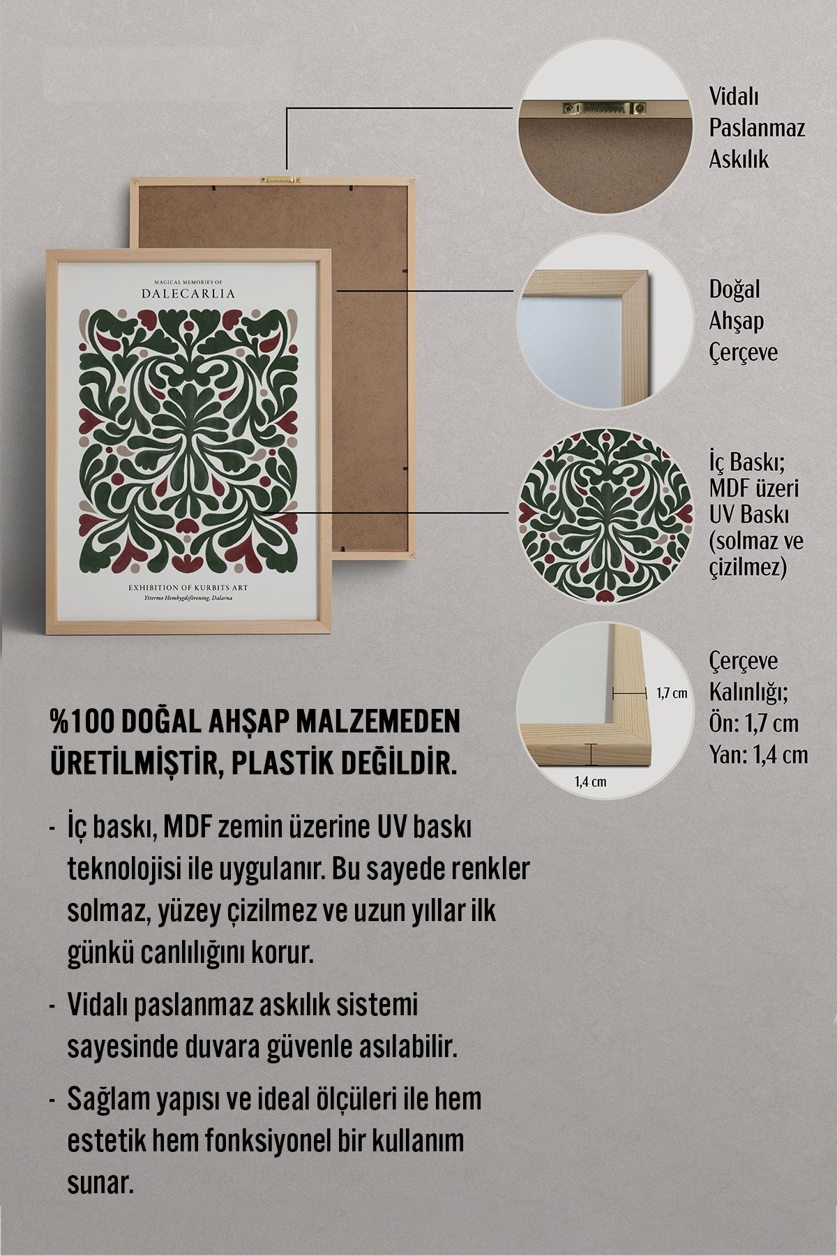 HOMEPACK Ahşap Çerçeveli Tablo Çerçeveli Poster Sanatsal Modern Duvar Dekoru BEK-8093