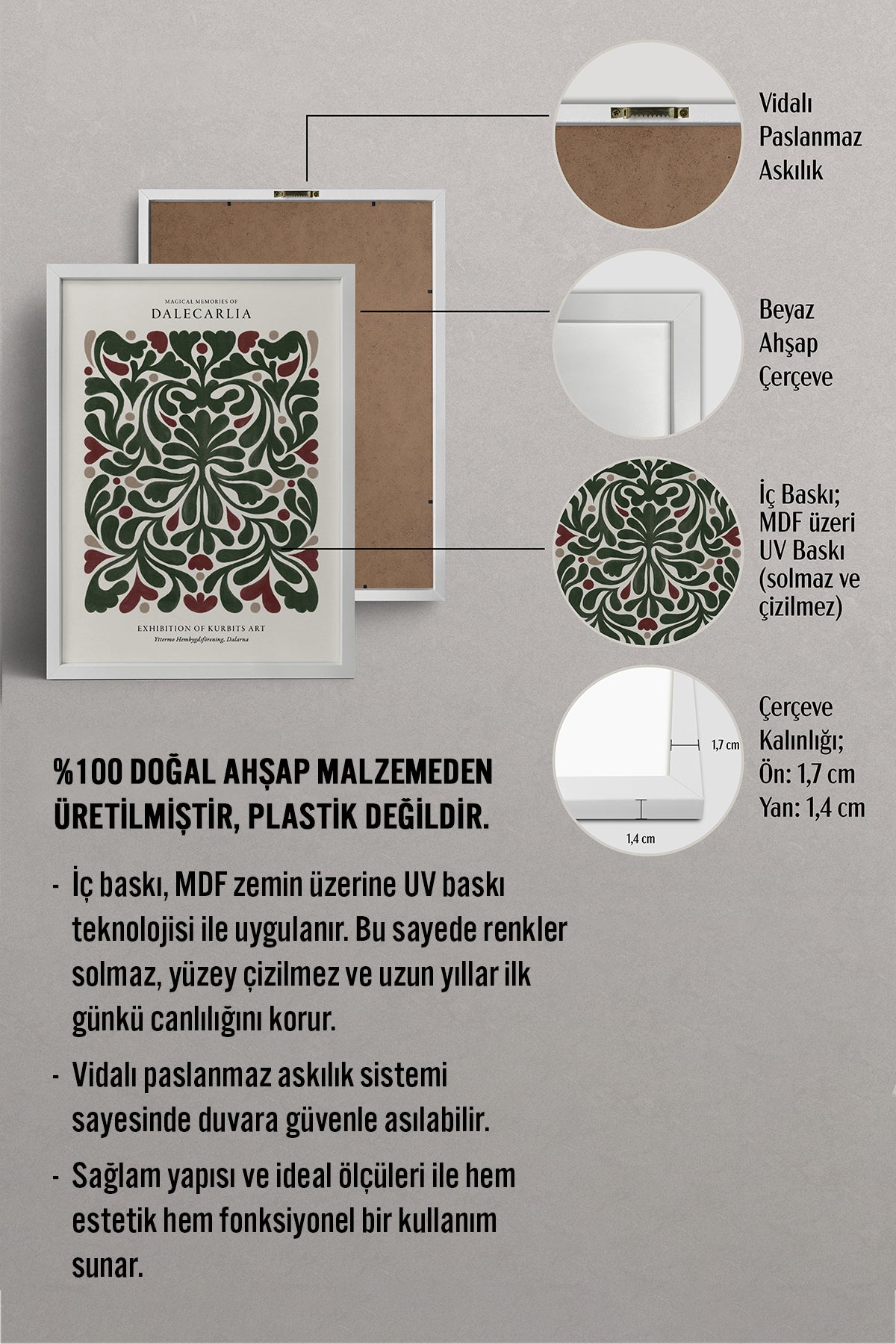 HOMEPACK Ahşap Çerçeveli Tablo Çerçeveli Poster Sanatsal Modern Duvar Dekoru BEK-8093