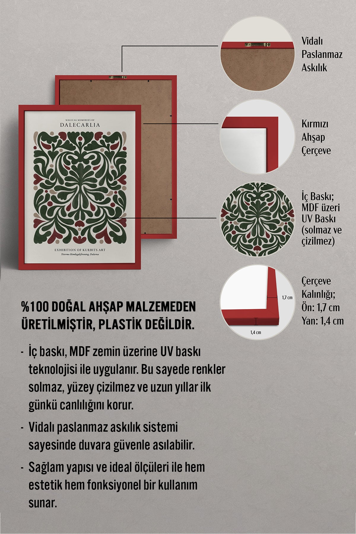 HOMEPACK Ahşap Çerçeveli Tablo Çerçeveli Poster Sanatsal Modern Duvar Dekoru BEK-8093