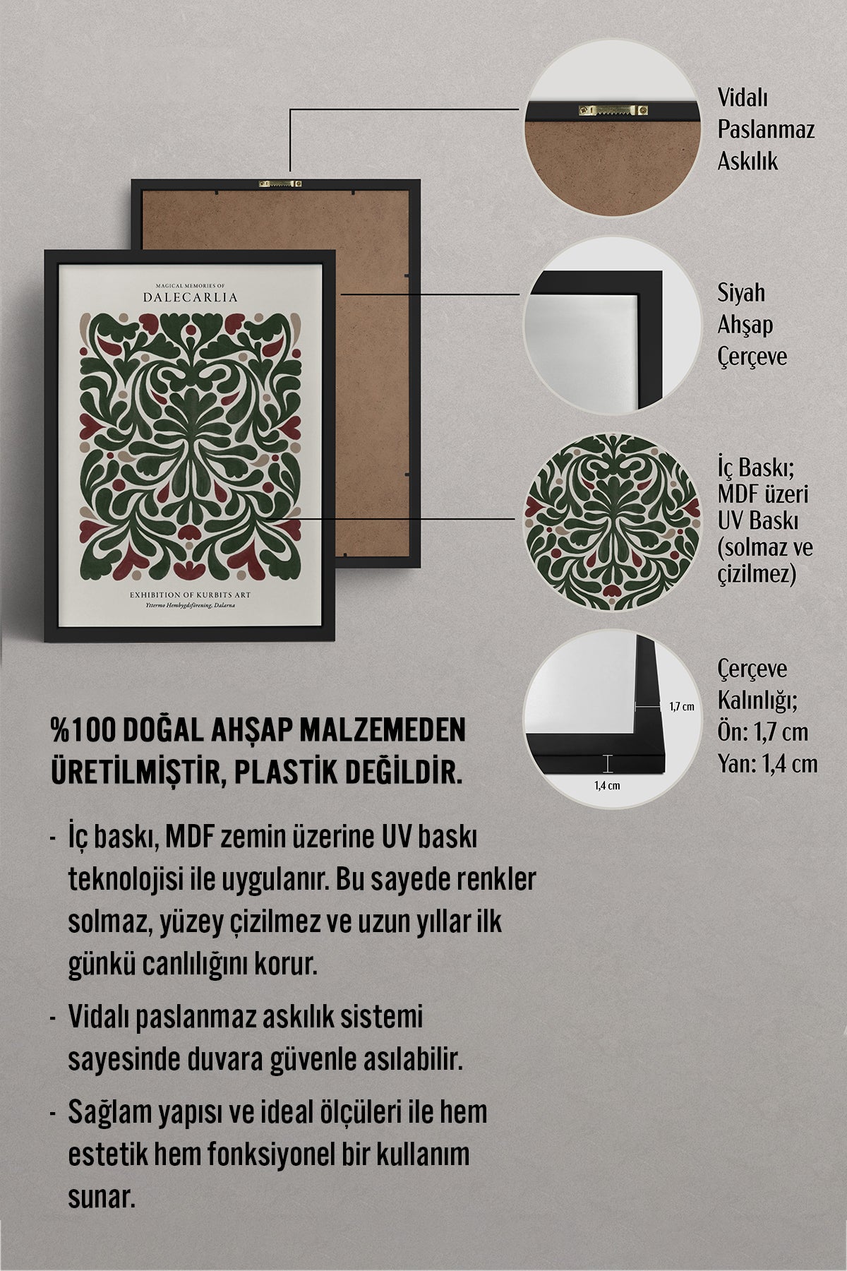 HOMEPACK Ahşap Çerçeveli Tablo Çerçeveli Poster Sanatsal Modern Duvar Dekoru BEK-8093