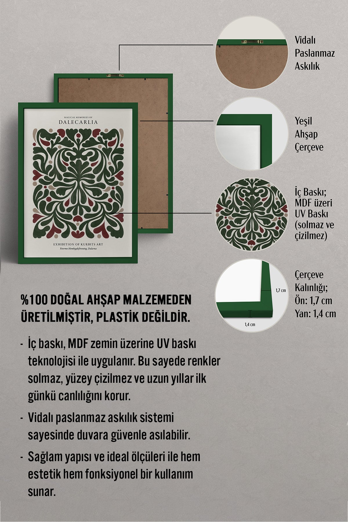 HOMEPACK Ahşap Çerçeveli Tablo Çerçeveli Poster Sanatsal Modern Duvar Dekoru BEK-8093