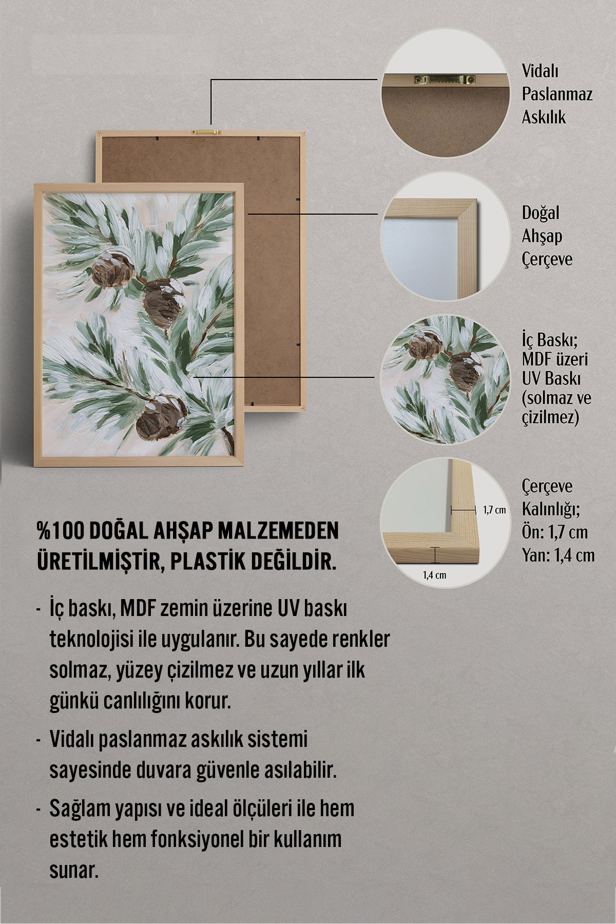 HOMEPACK Ahşap Çerçeveli Tablo Çerçeveli Poster Sanatsal Modern Duvar Dekoru BEK-8094