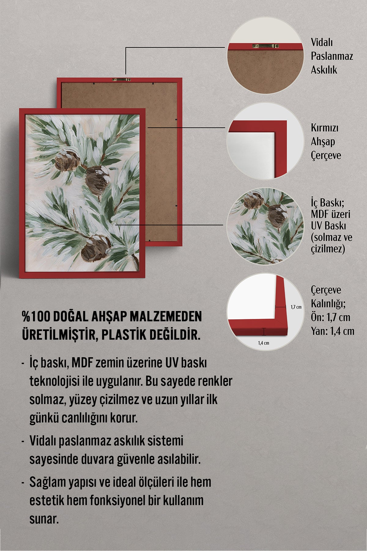 HOMEPACK Ahşap Çerçeveli Tablo Çerçeveli Poster Sanatsal Modern Duvar Dekoru BEK-8094