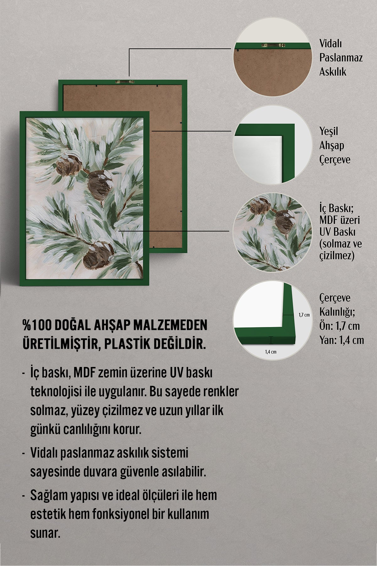 HOMEPACK Ahşap Çerçeveli Tablo Çerçeveli Poster Sanatsal Modern Duvar Dekoru BEK-8094