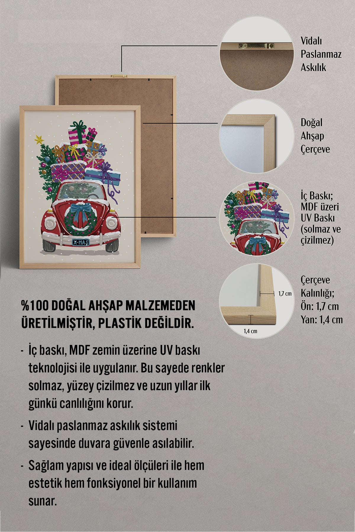 HOMEPACK Ahşap Çerçeveli Tablo Çerçeveli Poster Sanatsal Modern Duvar Dekoru BEK-8096