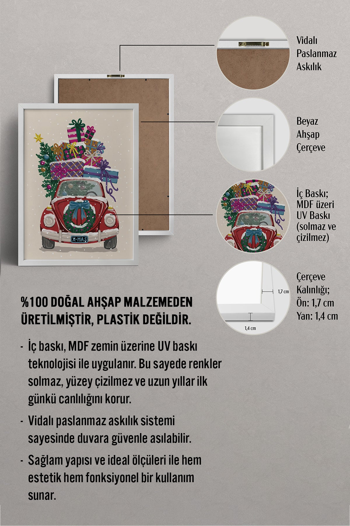 HOMEPACK Ahşap Çerçeveli Tablo Çerçeveli Poster Sanatsal Modern Duvar Dekoru BEK-8096