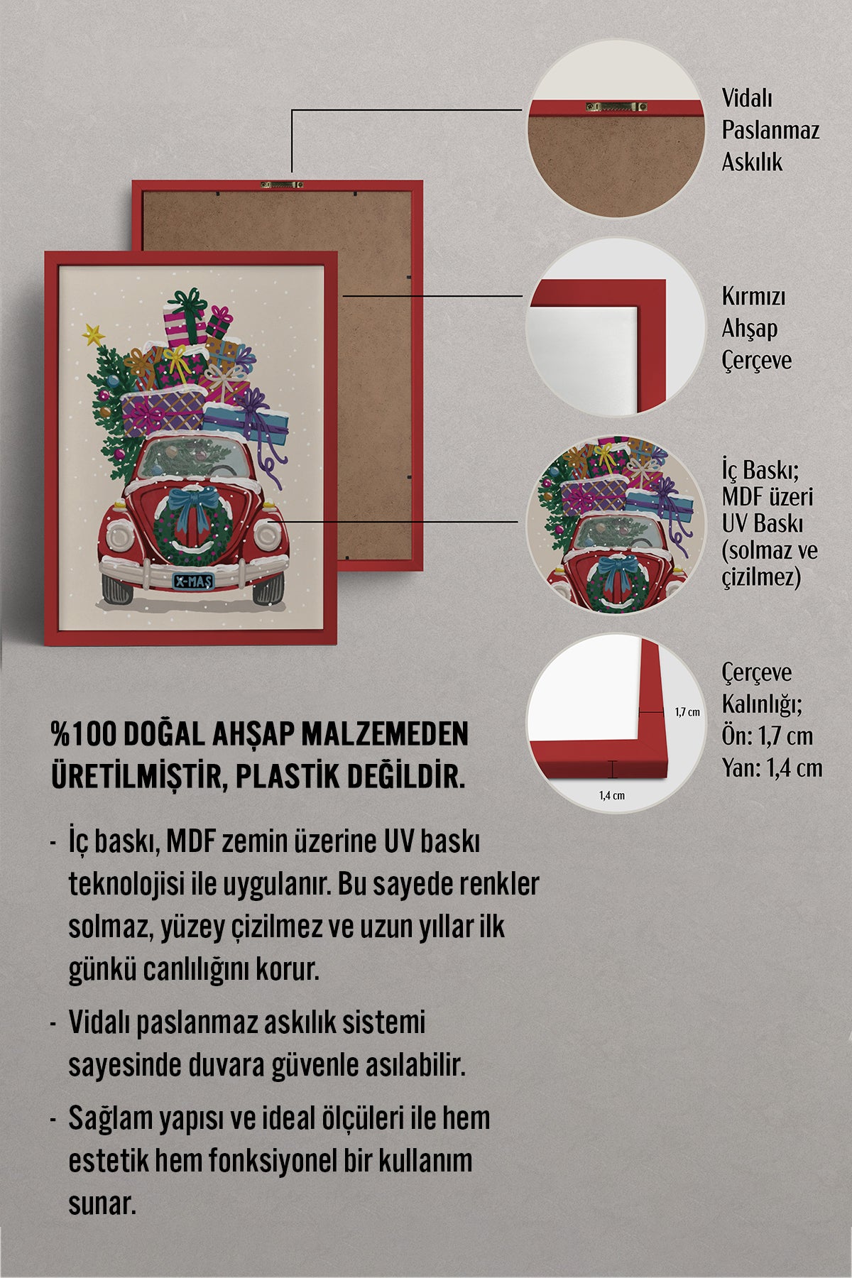 HOMEPACK Ahşap Çerçeveli Tablo Çerçeveli Poster Sanatsal Modern Duvar Dekoru BEK-8096
