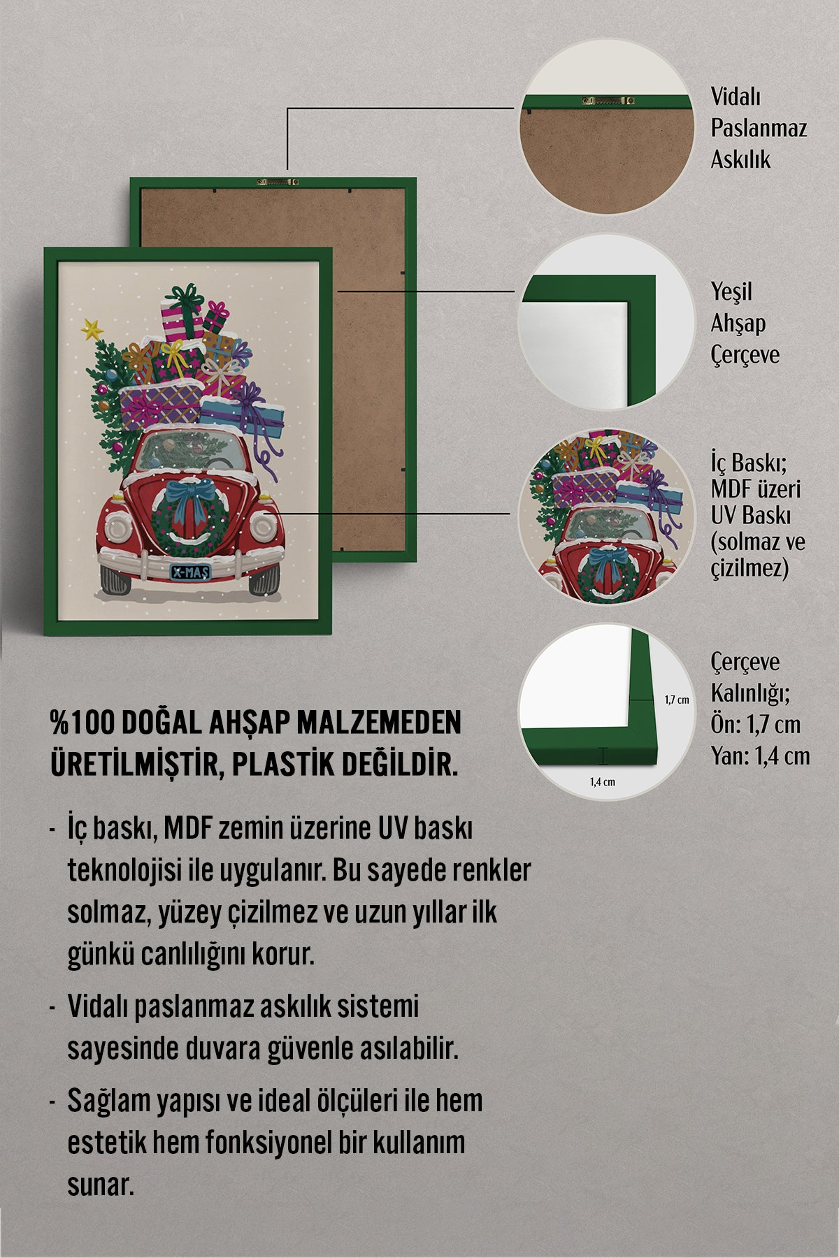 HOMEPACK Ahşap Çerçeveli Tablo Çerçeveli Poster Sanatsal Modern Duvar Dekoru BEK-8096