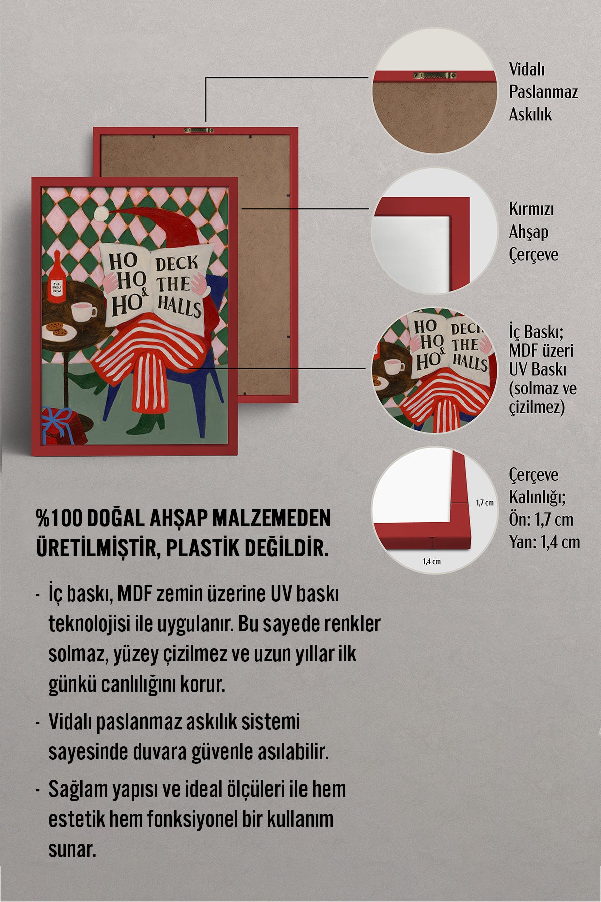 HOMEPACK Ahşap Çerçeveli Tablo Çerçeveli Poster Sanatsal Modern Duvar Dekoru BEK-8097