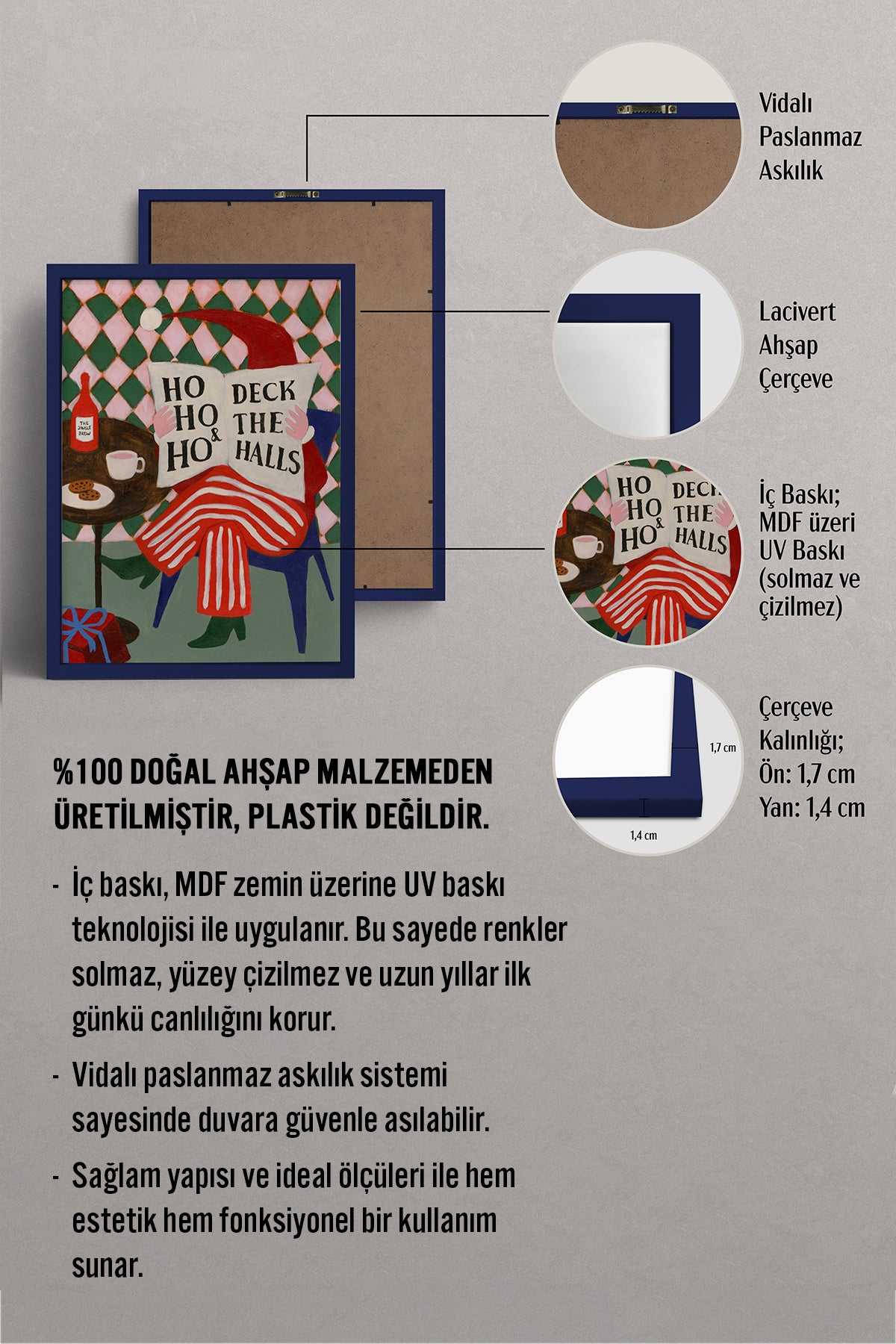 HOMEPACK Ahşap Çerçeveli Tablo Çerçeveli Poster Sanatsal Modern Duvar Dekoru BEK-8097