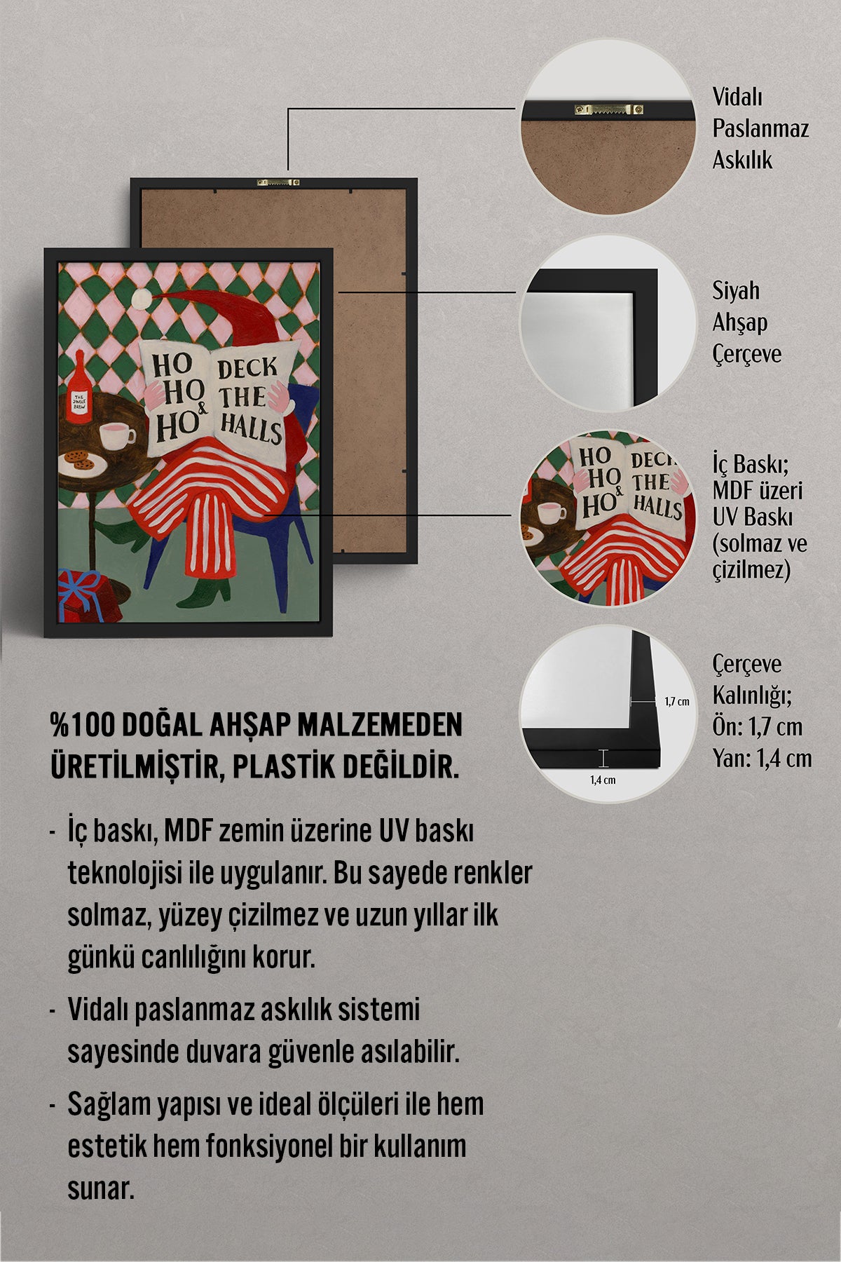 HOMEPACK Ahşap Çerçeveli Tablo Çerçeveli Poster Sanatsal Modern Duvar Dekoru BEK-8097