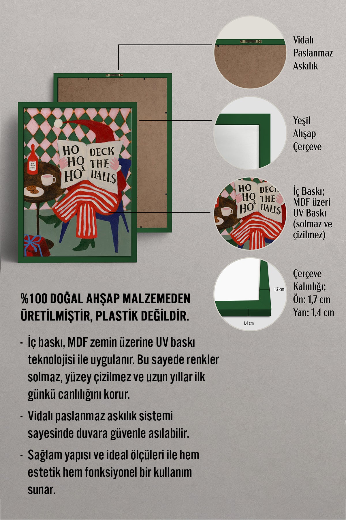 HOMEPACK Ahşap Çerçeveli Tablo Çerçeveli Poster Sanatsal Modern Duvar Dekoru BEK-8097