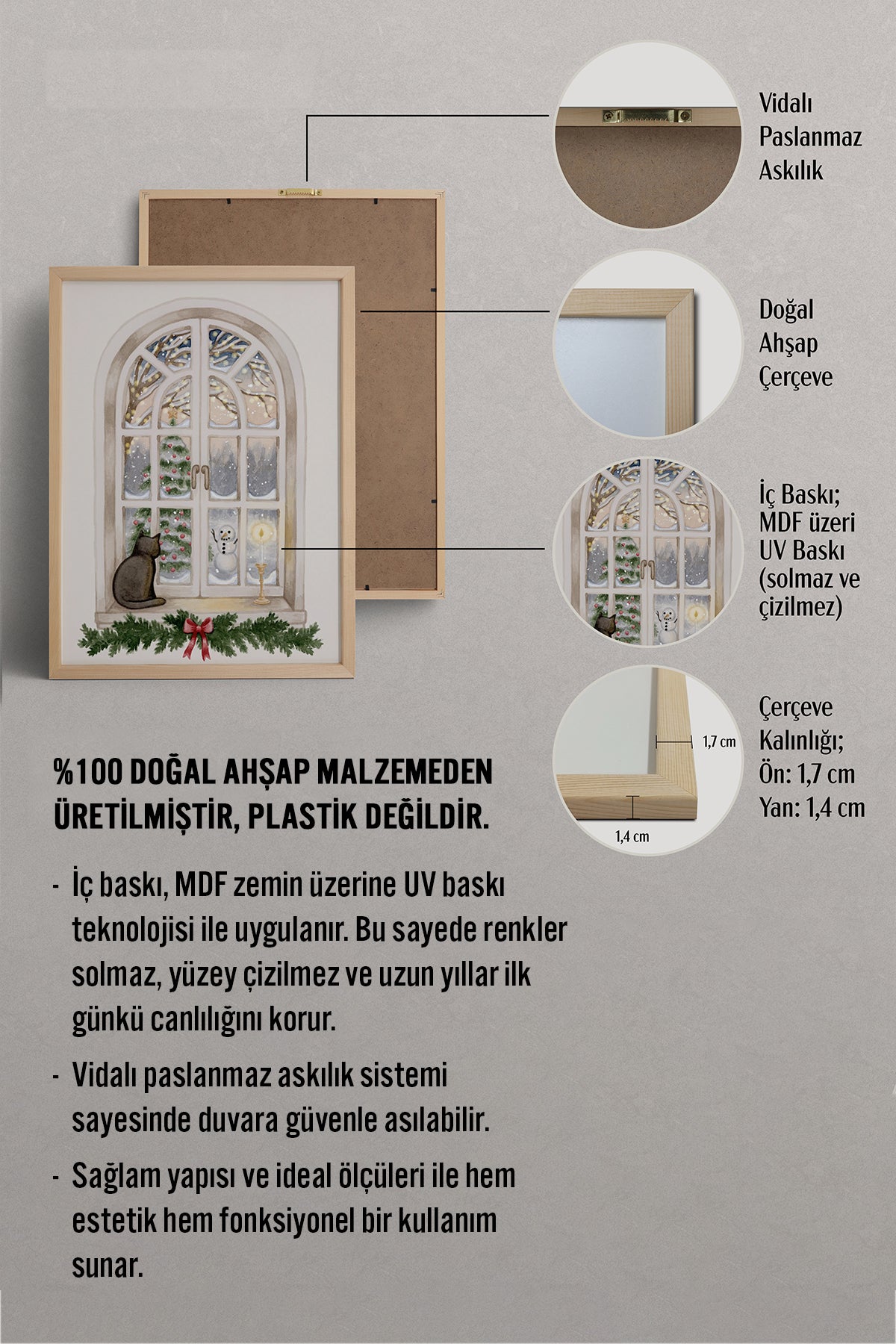 HOMEPACK Ahşap Çerçeveli Tablo Çerçeveli Poster Sanatsal Modern Duvar Dekoru BEK-8098