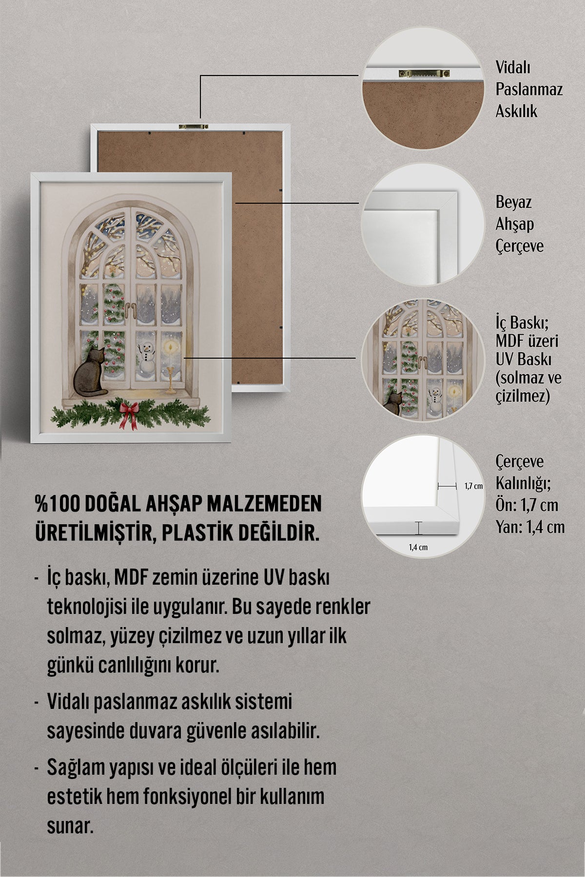 HOMEPACK Ahşap Çerçeveli Tablo Çerçeveli Poster Sanatsal Modern Duvar Dekoru BEK-8098