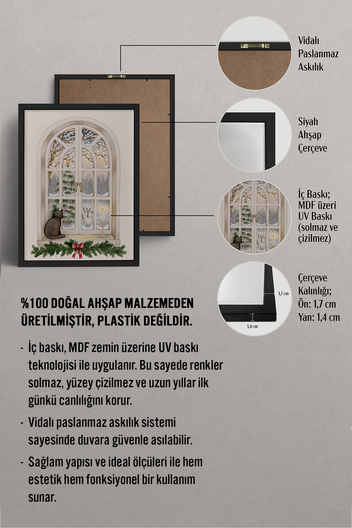 HOMEPACK Ahşap Çerçeveli Tablo Çerçeveli Poster Sanatsal Modern Duvar Dekoru BEK-8098
