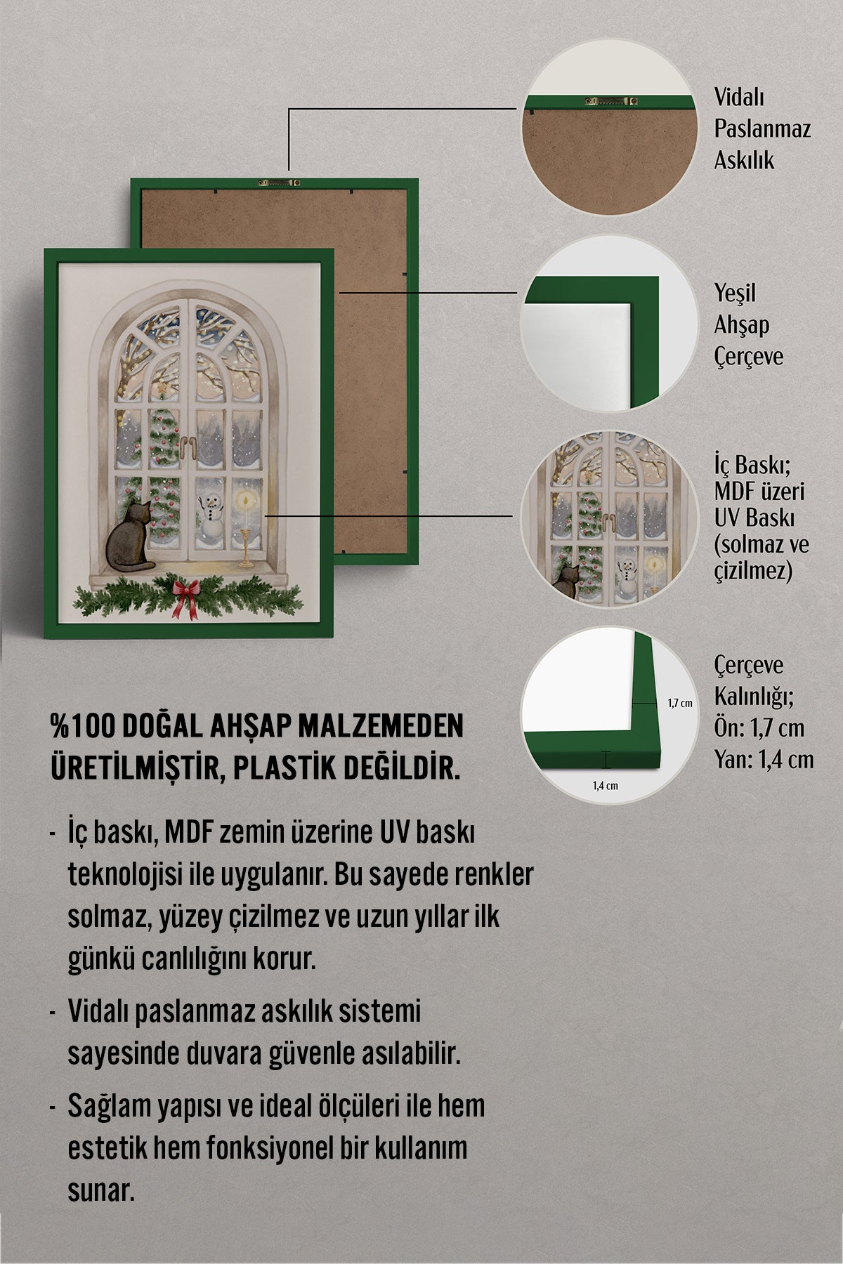 HOMEPACK Ahşap Çerçeveli Tablo Çerçeveli Poster Sanatsal Modern Duvar Dekoru BEK-8098