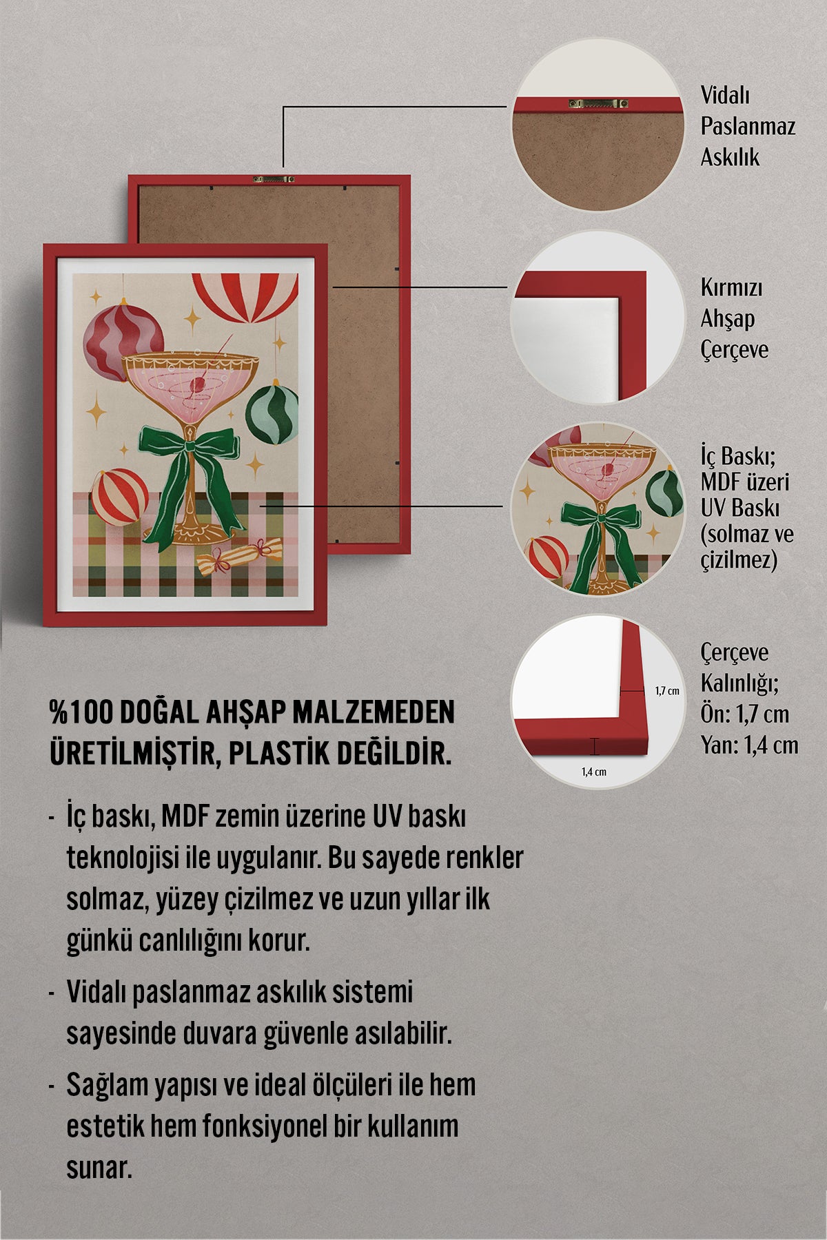 HOMEPACK Ahşap Çerçeveli Tablo Çerçeveli Poster Sanatsal Modern Duvar Dekoru BEK-8100