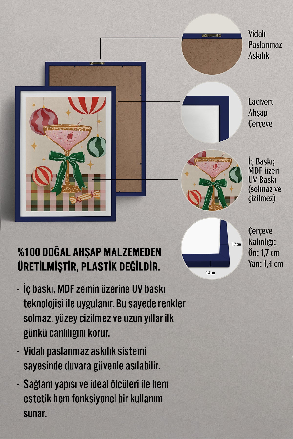 HOMEPACK Ahşap Çerçeveli Tablo Çerçeveli Poster Sanatsal Modern Duvar Dekoru BEK-8100