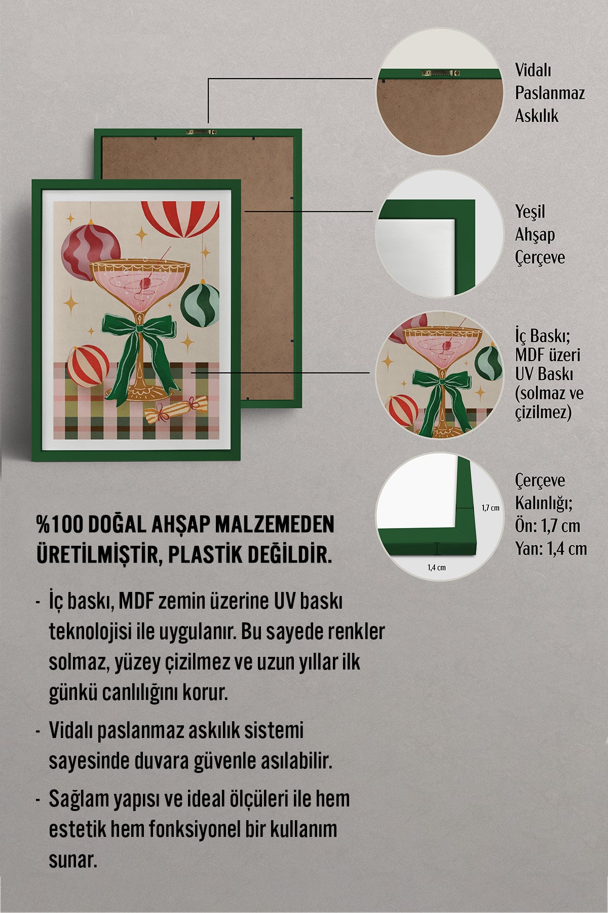 HOMEPACK Ahşap Çerçeveli Tablo Çerçeveli Poster Sanatsal Modern Duvar Dekoru BEK-8100