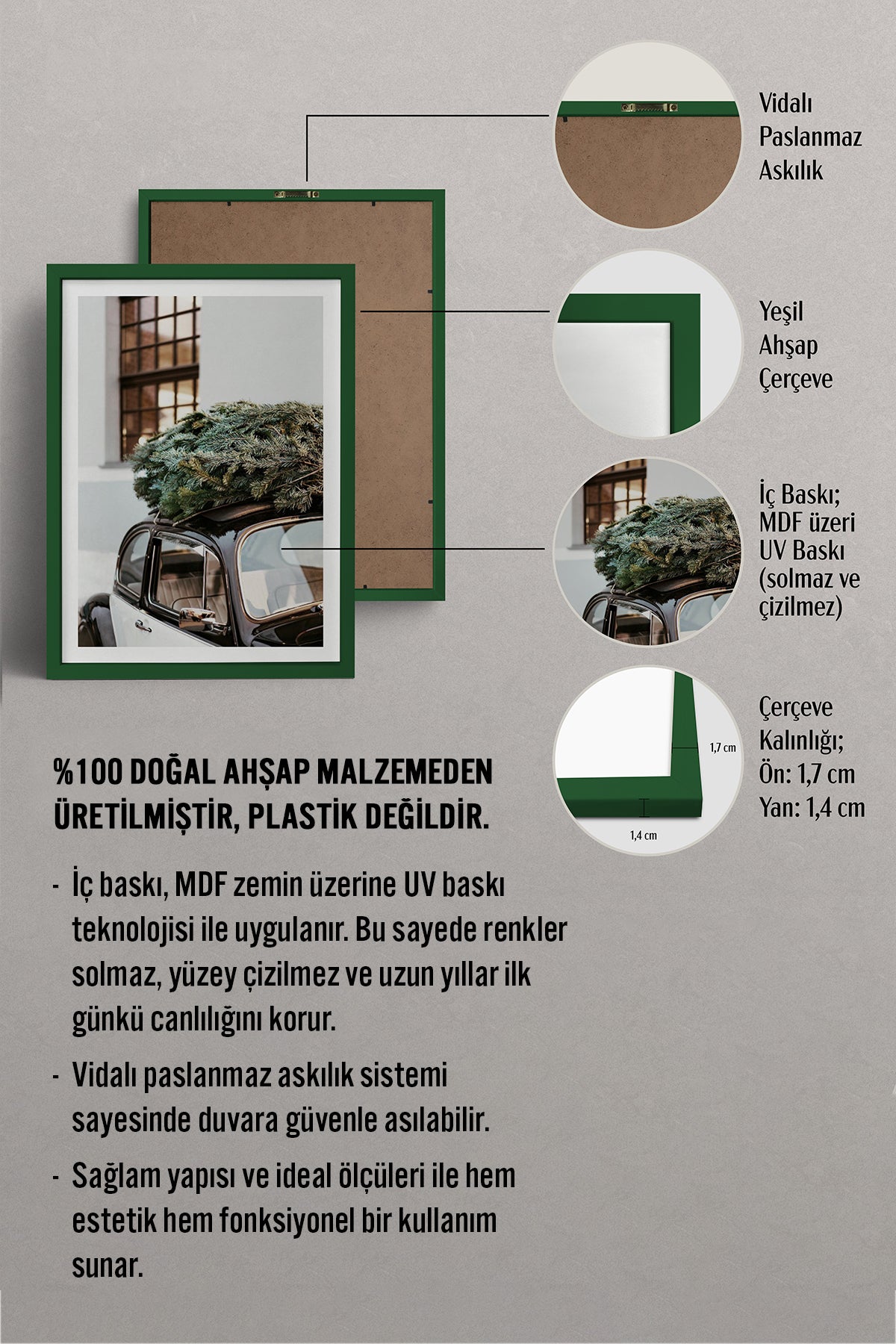 HOMEPACK Ahşap Çerçeveli Tablo Çerçeveli Poster Sanatsal Modern Duvar Dekoru BEK-8101