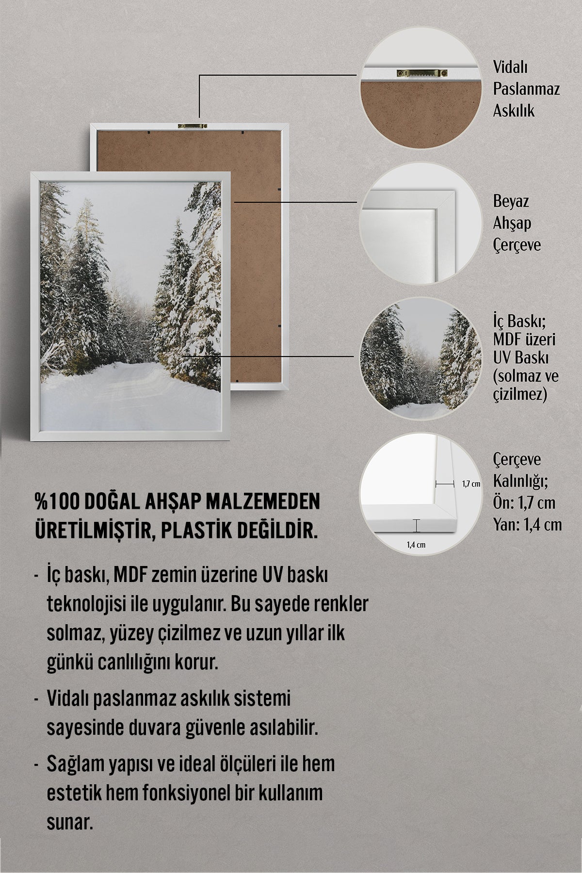 HOMEPACK Ahşap Çerçeveli Tablo Çerçeveli Poster Sanatsal Modern Duvar Dekoru BEK-8102