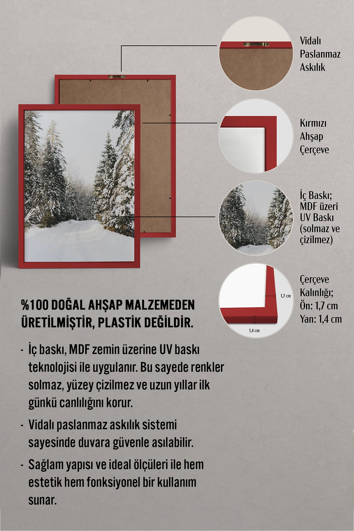 HOMEPACK Ahşap Çerçeveli Tablo Çerçeveli Poster Sanatsal Modern Duvar Dekoru BEK-8102