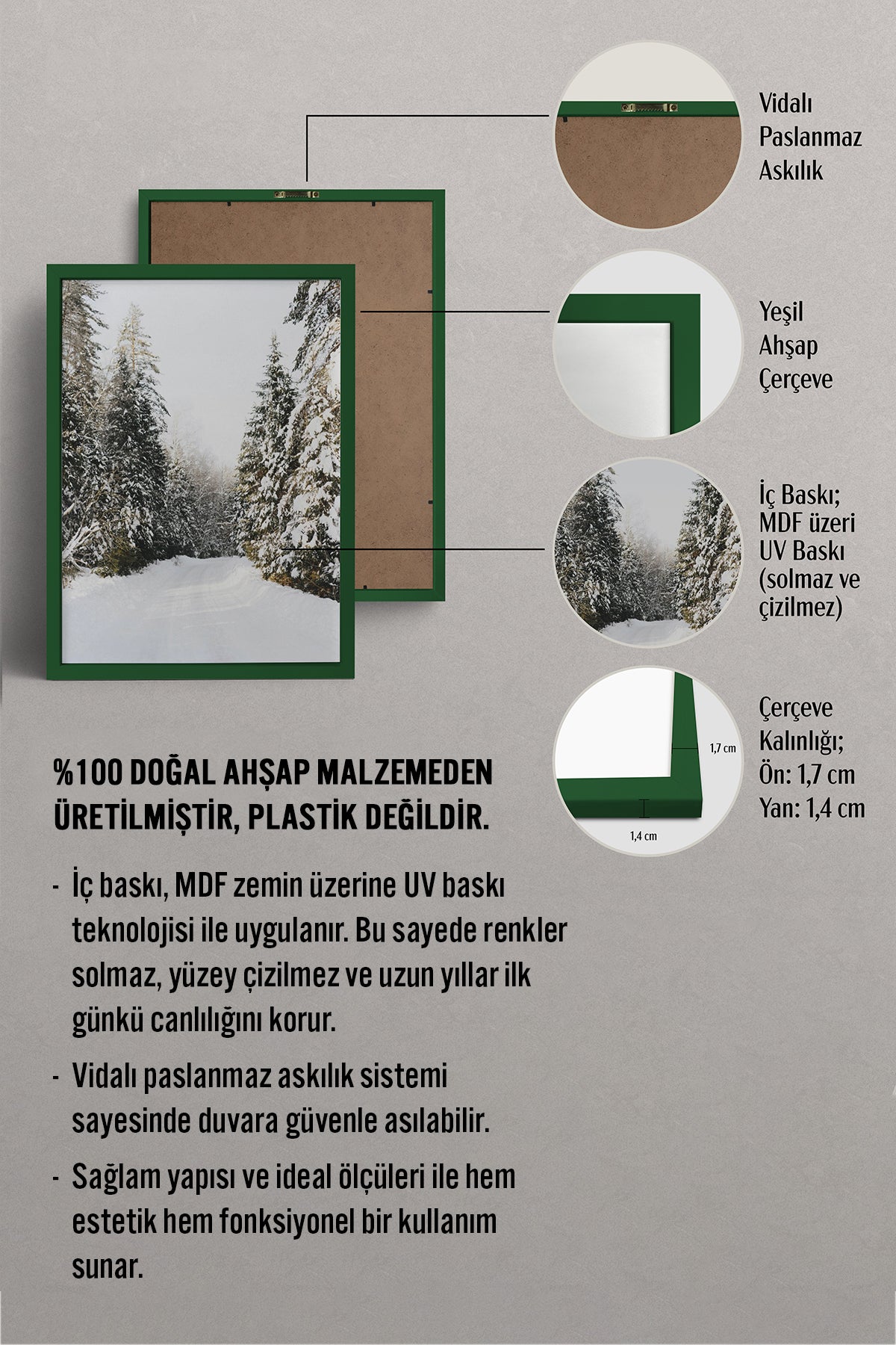 HOMEPACK Ahşap Çerçeveli Tablo Çerçeveli Poster Sanatsal Modern Duvar Dekoru BEK-8102
