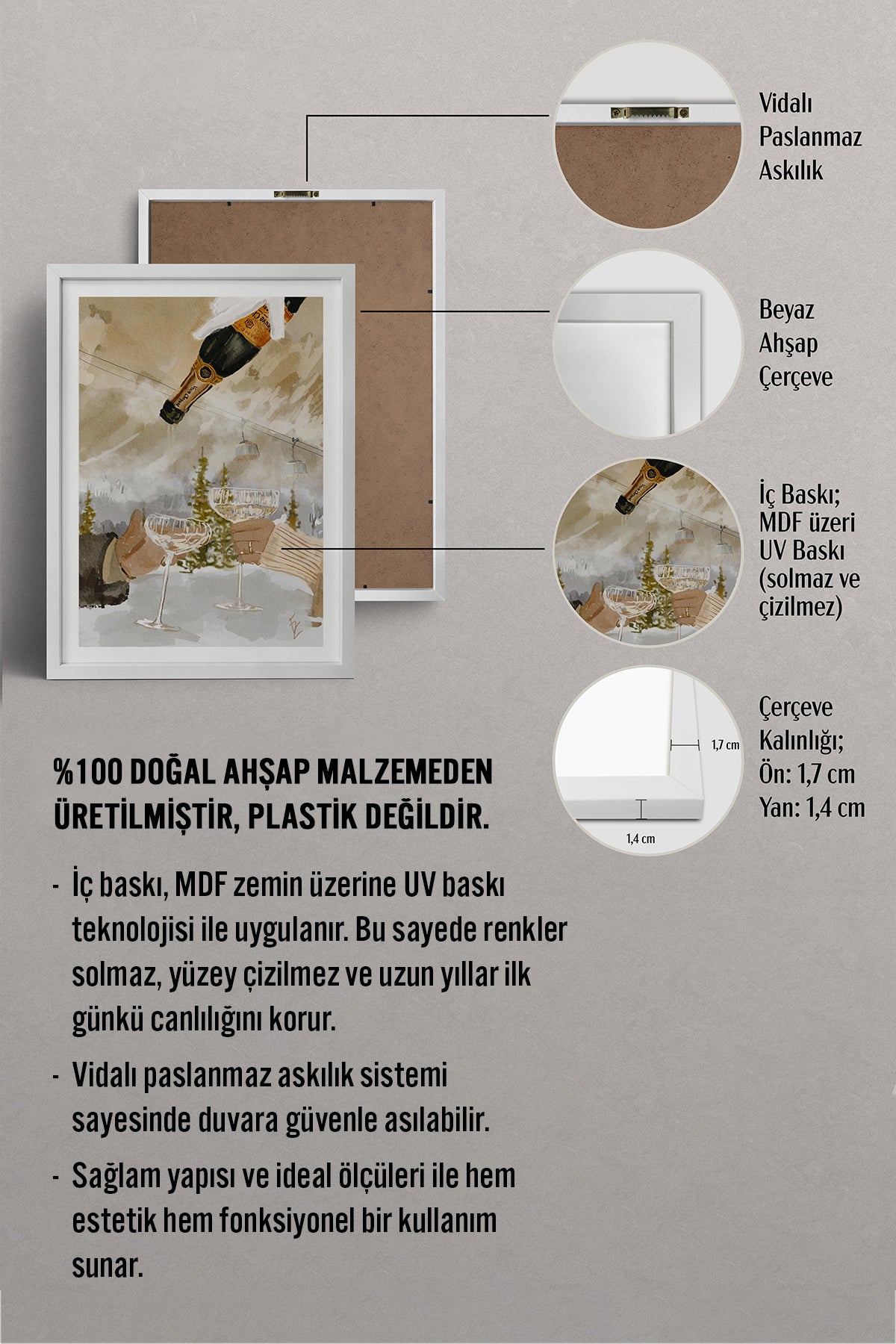 HOMEPACK Ahşap Çerçeveli Tablo Çerçeveli Poster Sanatsal Modern Duvar Dekoru BEK-8103