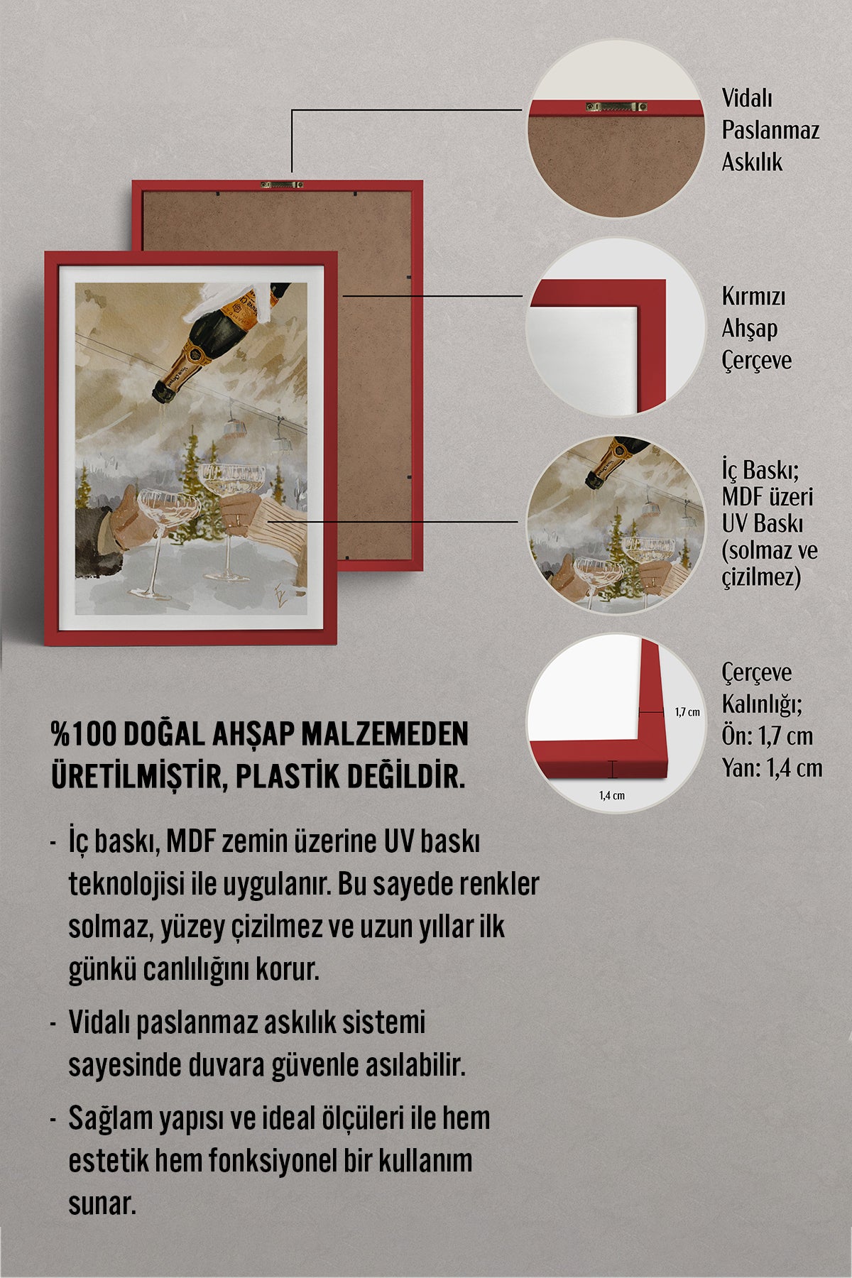 HOMEPACK Ahşap Çerçeveli Tablo Çerçeveli Poster Sanatsal Modern Duvar Dekoru BEK-8103