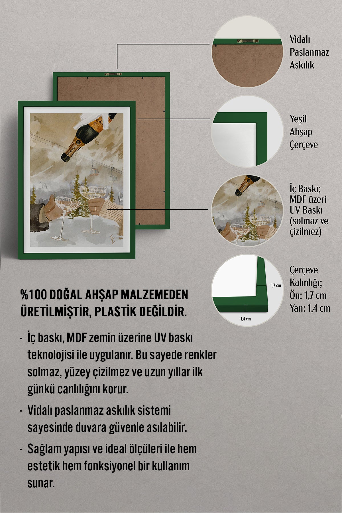 HOMEPACK Ahşap Çerçeveli Tablo Çerçeveli Poster Sanatsal Modern Duvar Dekoru BEK-8103