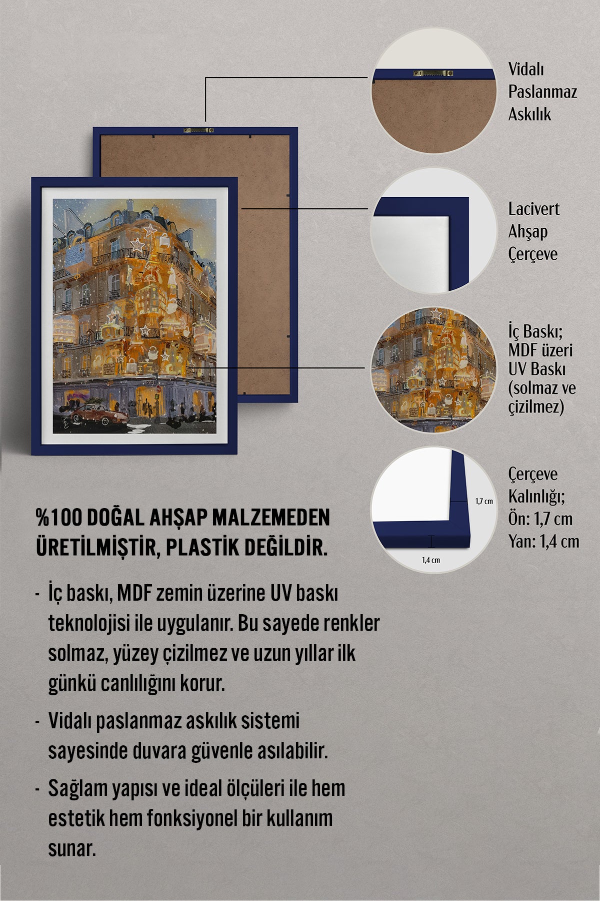 HOMEPACK Ahşap Çerçeveli Tablo Çerçeveli Poster Sanatsal Modern Duvar Dekoru BEK-8104
