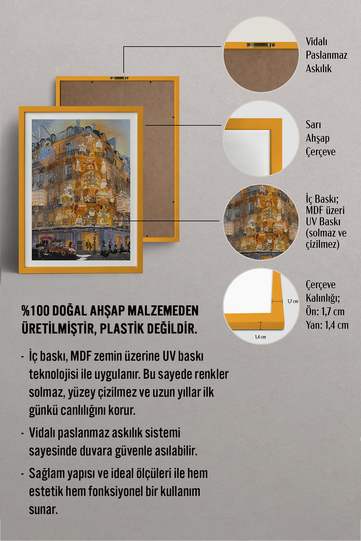HOMEPACK Ahşap Çerçeveli Tablo Çerçeveli Poster Sanatsal Modern Duvar Dekoru BEK-8104