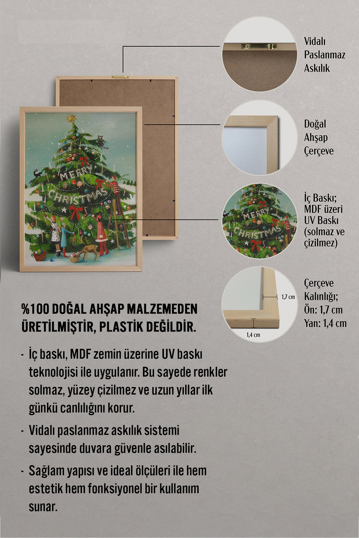 HOMEPACK Ahşap Çerçeveli Tablo Çerçeveli Poster Sanatsal Modern Duvar Dekoru BEK-8105