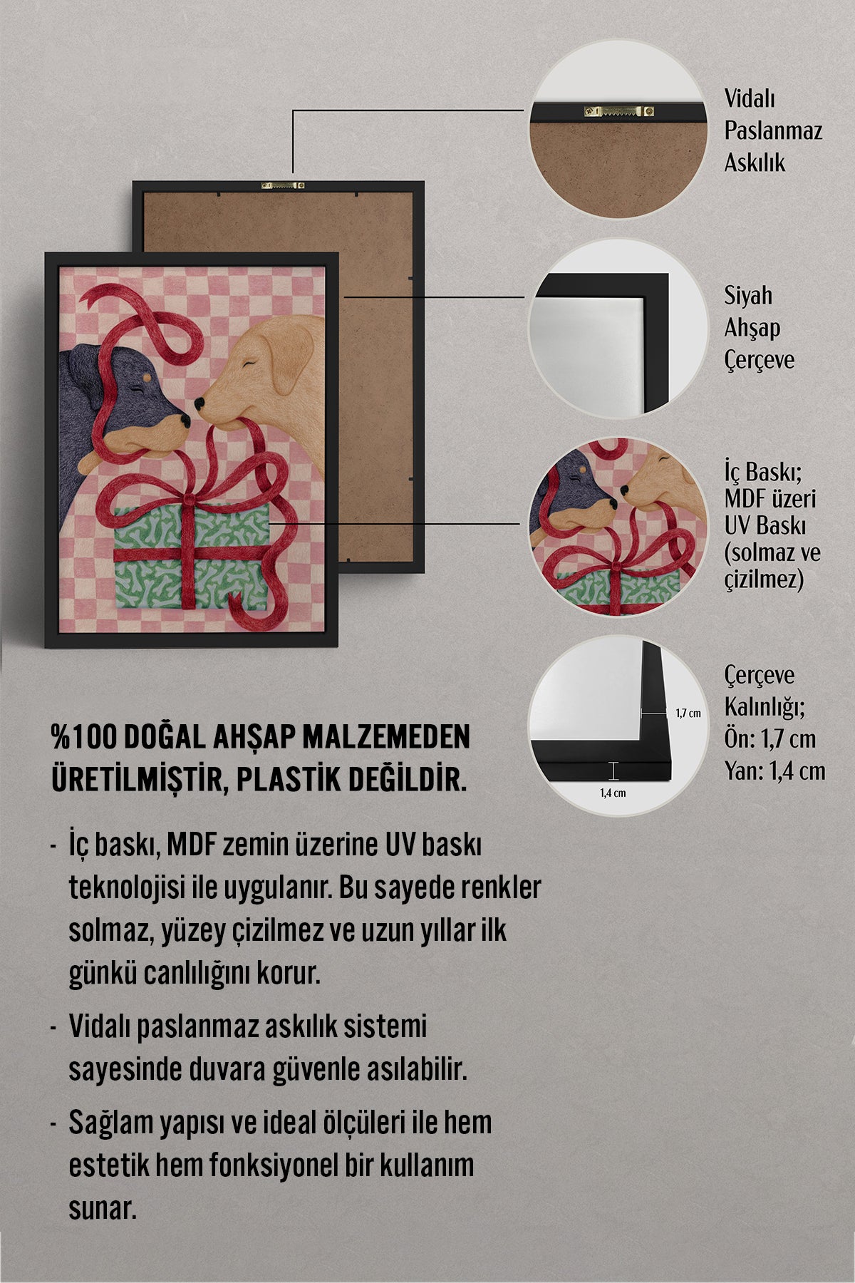 HOMEPACK Ahşap Çerçeveli Tablo Çerçeveli Poster Sanatsal Modern Duvar Dekoru BEK-8106