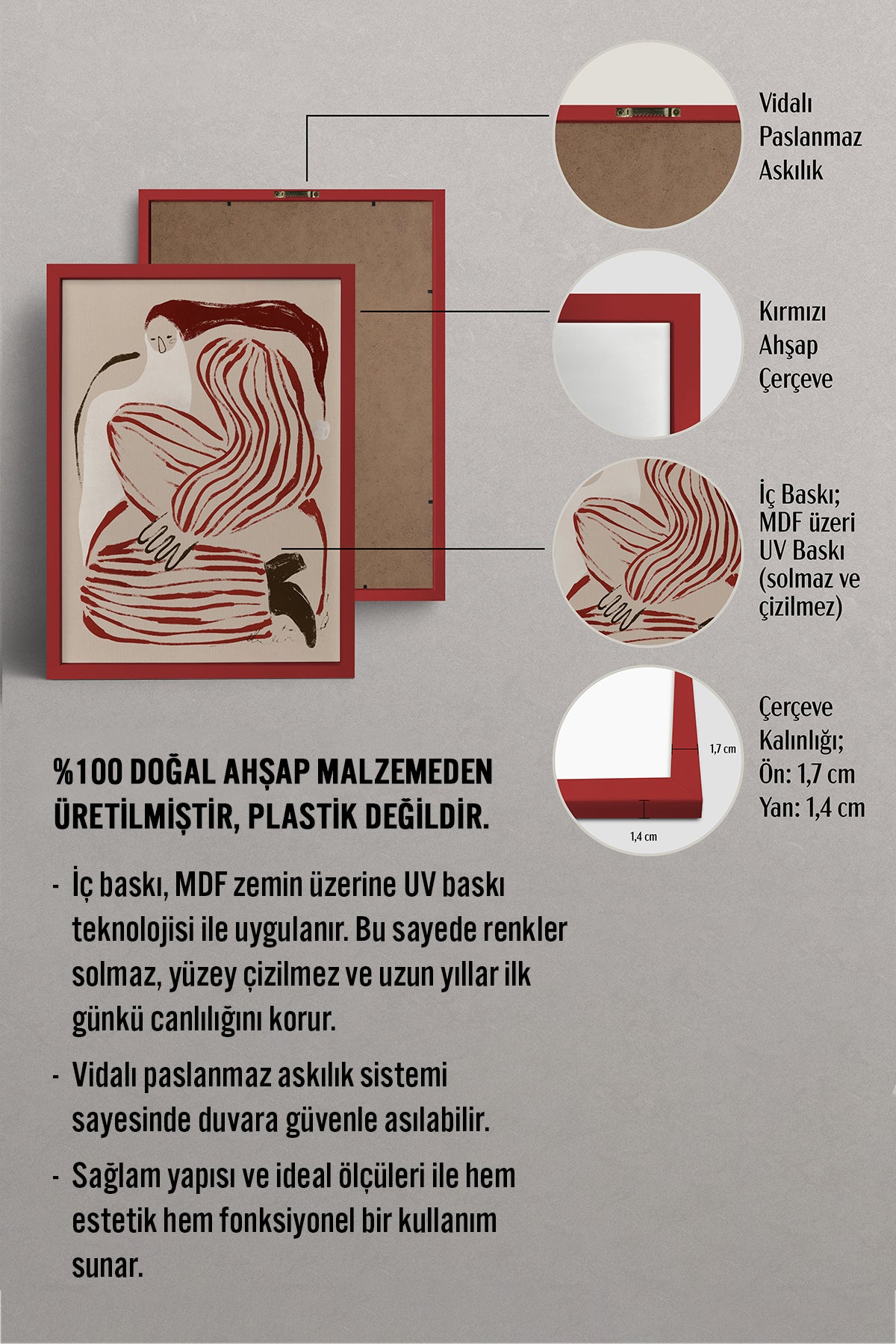 HOMEPACK Ahşap Çerçeveli Tablo Çerçeveli Poster Sanatsal Modern Duvar Dekoru BEK-8107