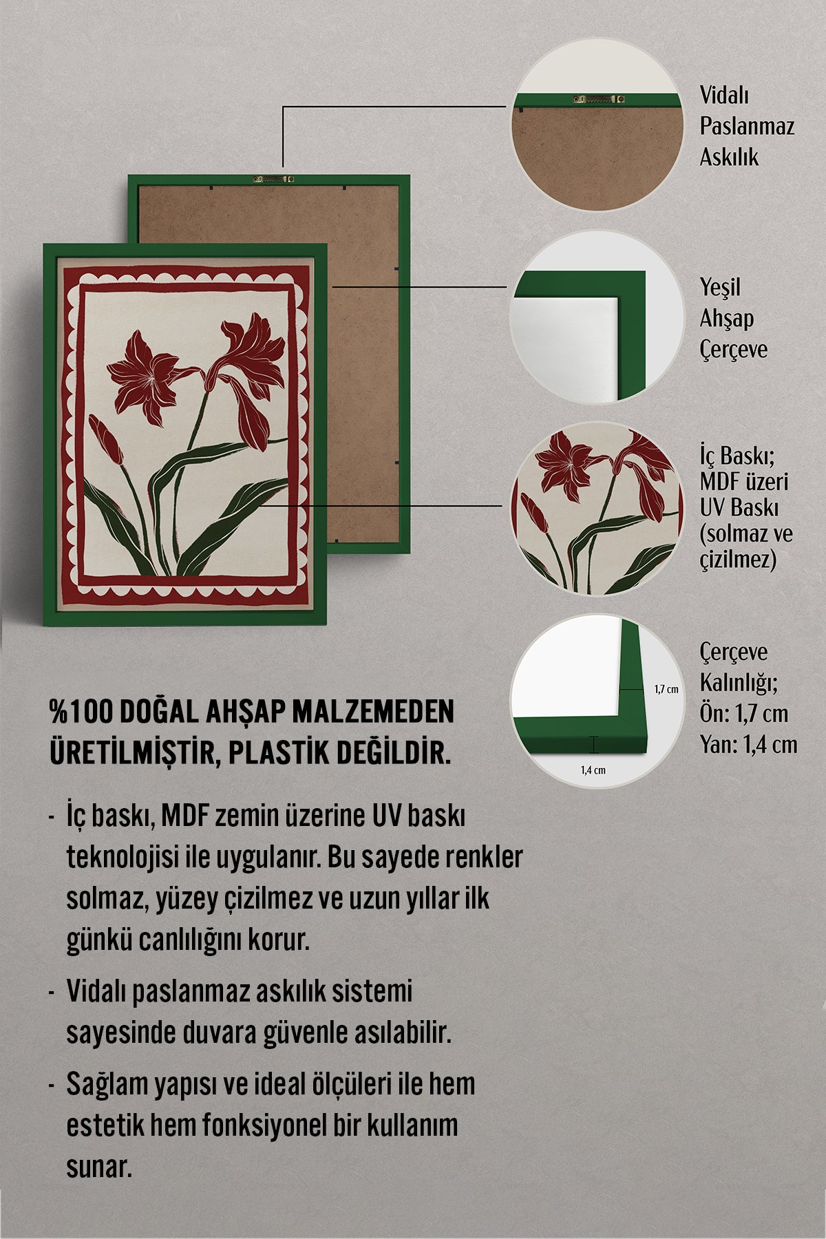 HOMEPACK Ahşap Çerçeveli Tablo Çerçeveli Poster Sanatsal Modern Duvar Dekoru BEK-8108