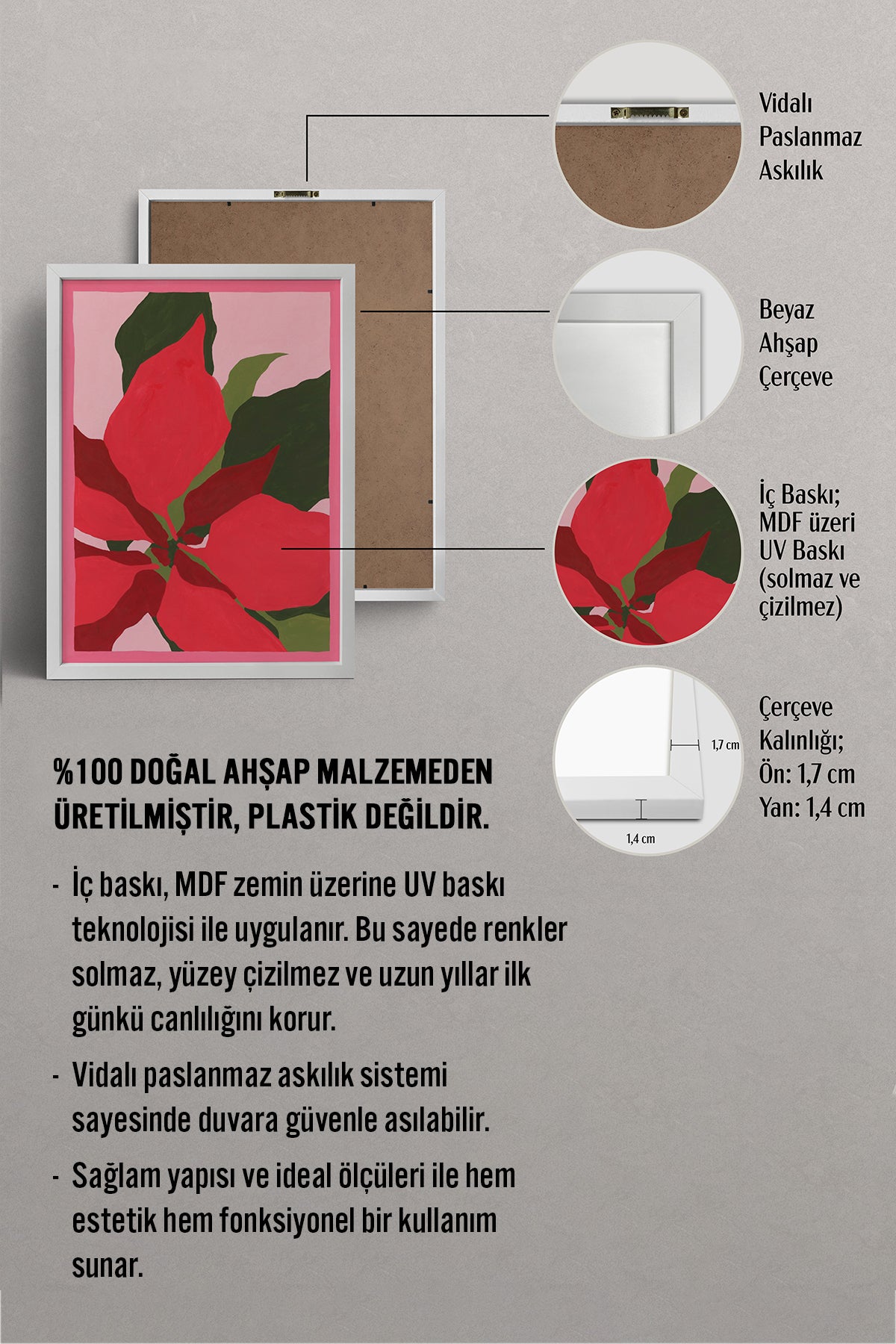 HOMEPACK Ahşap Çerçeveli Tablo Çerçeveli Poster Sanatsal Modern Duvar Dekoru BEK-8109