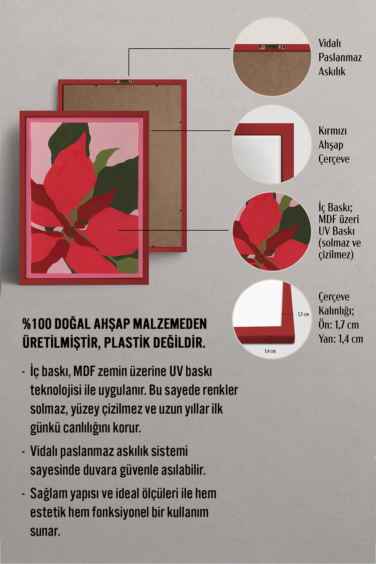 HOMEPACK Ahşap Çerçeveli Tablo Çerçeveli Poster Sanatsal Modern Duvar Dekoru BEK-8109