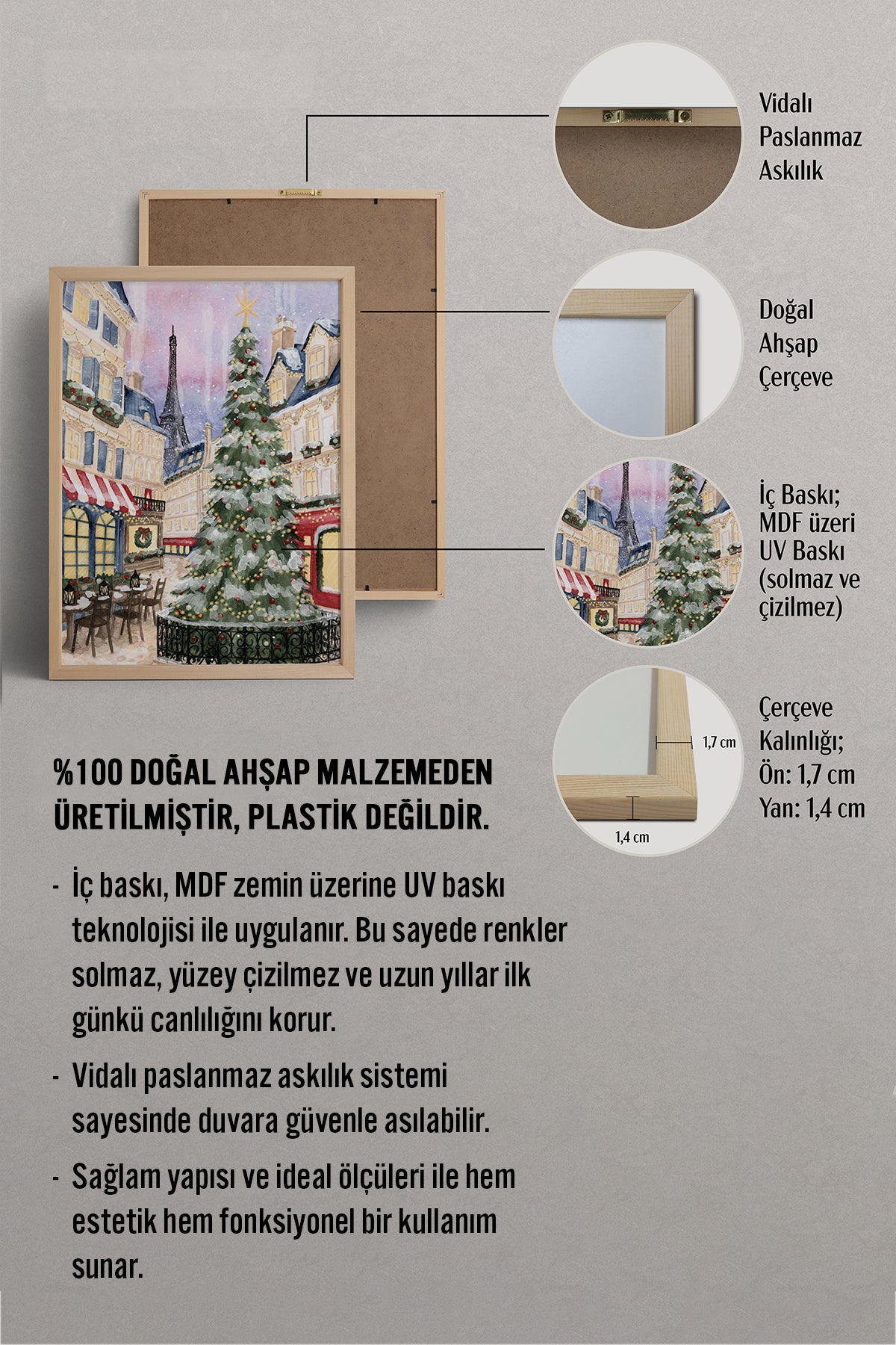HOMEPACK Ahşap Çerçeveli Tablo Çerçeveli Poster Sanatsal Modern Duvar Dekoru BEK-8110