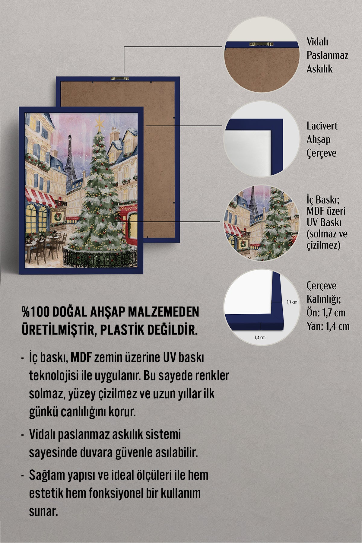 HOMEPACK Ahşap Çerçeveli Tablo Çerçeveli Poster Sanatsal Modern Duvar Dekoru BEK-8110
