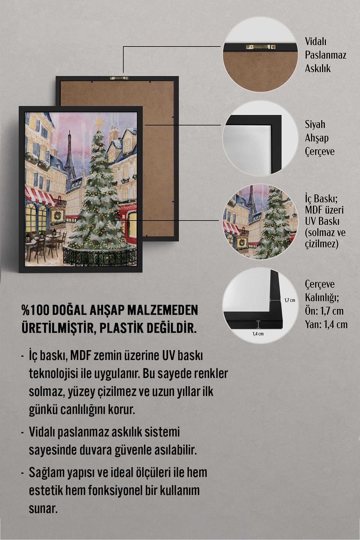HOMEPACK Ahşap Çerçeveli Tablo Çerçeveli Poster Sanatsal Modern Duvar Dekoru BEK-8110