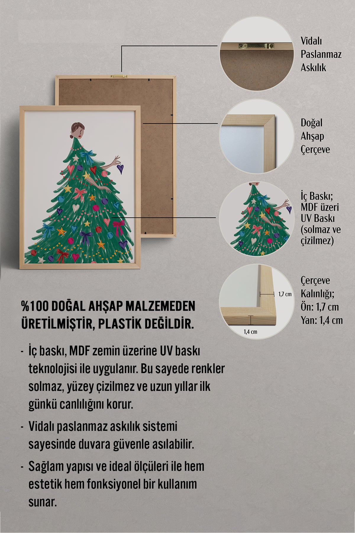 HOMEPACK Ahşap Çerçeveli Tablo Çerçeveli Poster Sanatsal Modern Duvar Dekoru BEK-8111